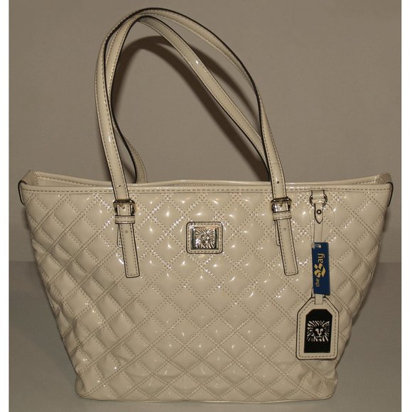 Anne Klein Quilted Vegan Leather Shoulder Tote Purse Handbag with Charm - Picture 4 of 12